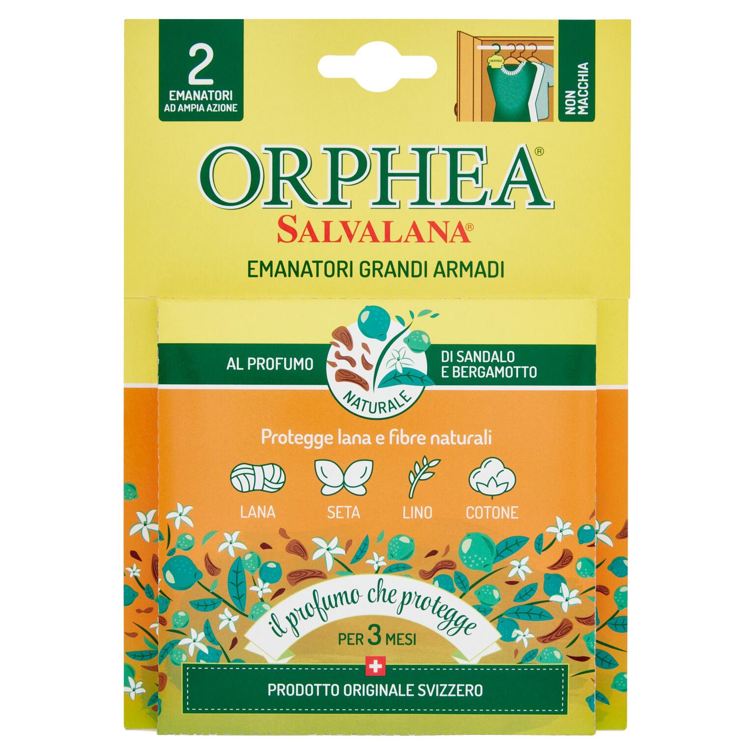 Deodoranti grandi armadi legno sandalo 2 pezzi Orphea