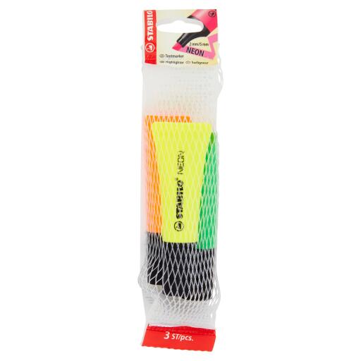 3 Evidenziatori Color Neon Giallo/Verde/Arancione Stabilo Boss