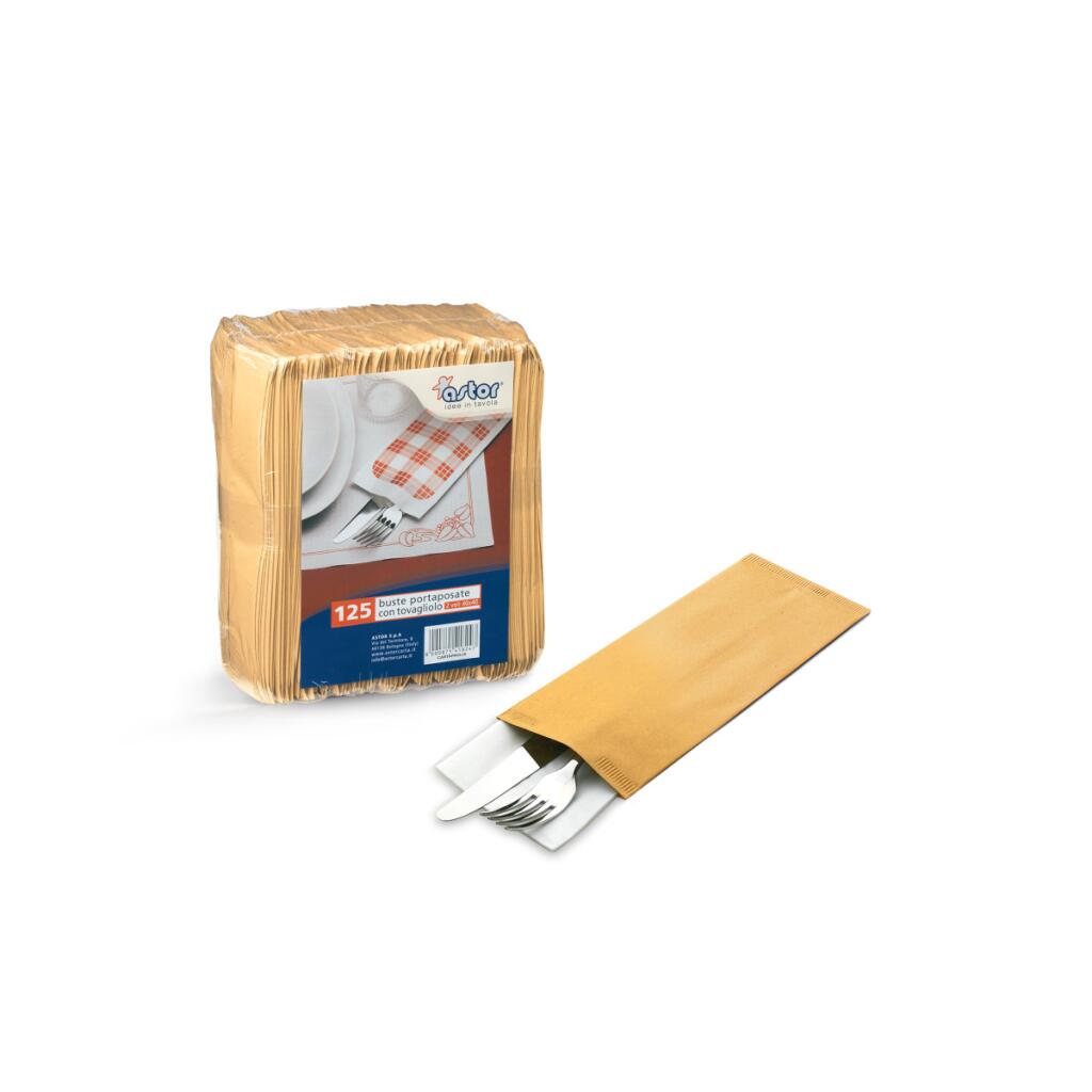 125 Buste portasalviette 40x40cm 2veli Carta Paglia Astor