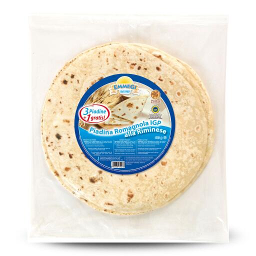 Piadina romagnola IGP alla Riminese 3+1 gratis 480g.