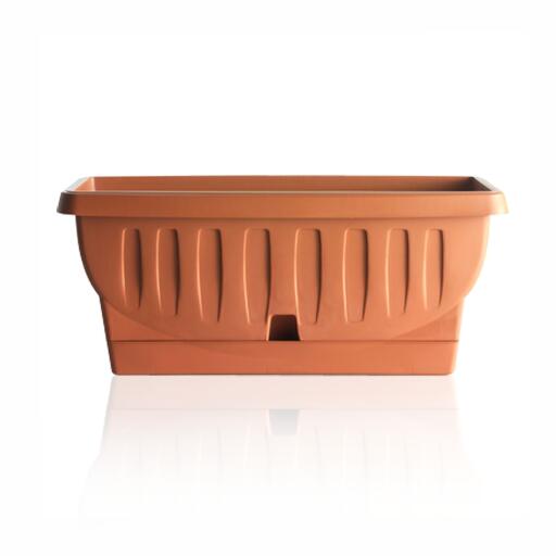 Fioriera Natura con sottovaso a riserva d'acqua color terracotta 40cm
