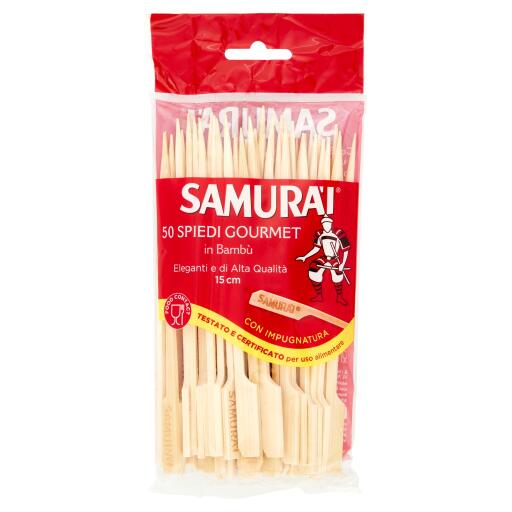 Spiedi Gourmet Bambù con impugnatura 50 pezzi Samurai