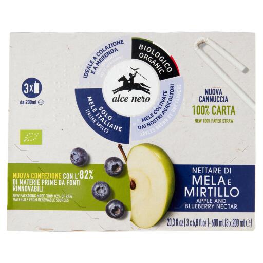 Nettare di mela e mirtillo BIO 3x200ml Alce Nero