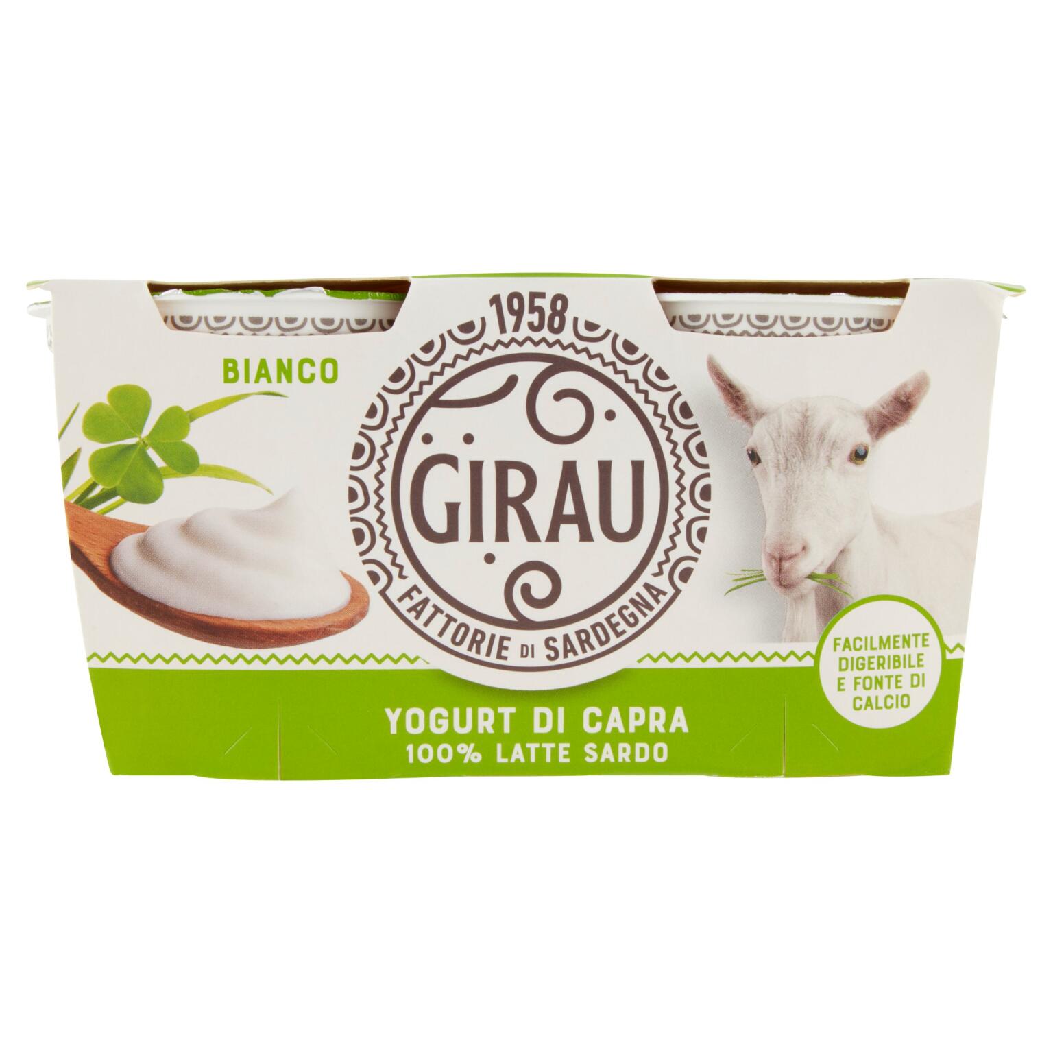 Yogurt di capra naturale 100% sardo intero 2x125g Fattorie Girau