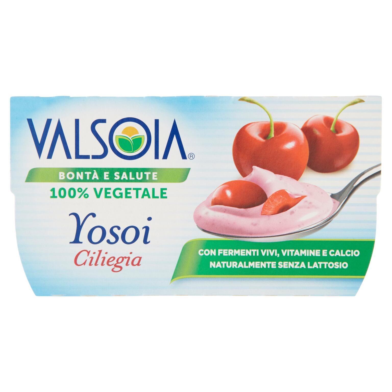 Yogurt Yosoi alla ciliegia 2x125g Valsoia senza lattosio