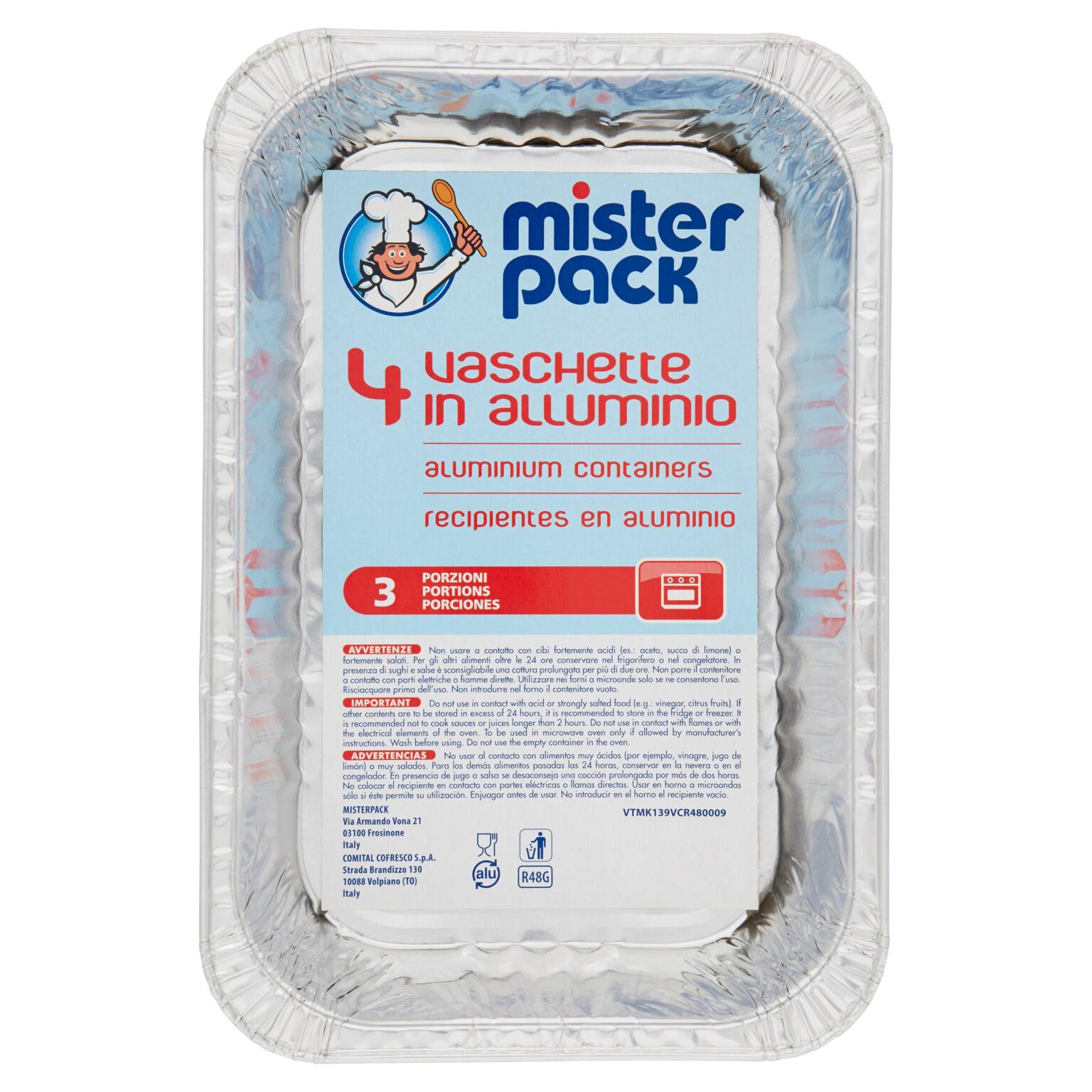 4 vaschette in alluminio  3 porzioni Misterpack