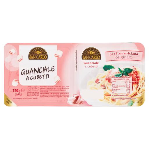 Guanciale a cubetti per l'amatriciana originale 150g San Carlo senza glutine