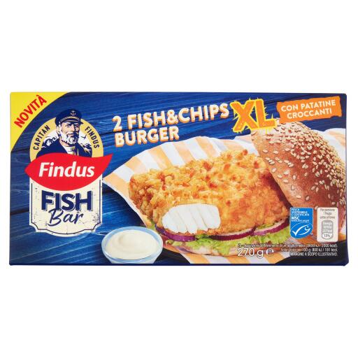 2 Fish & chips burger Xl 270g Findus