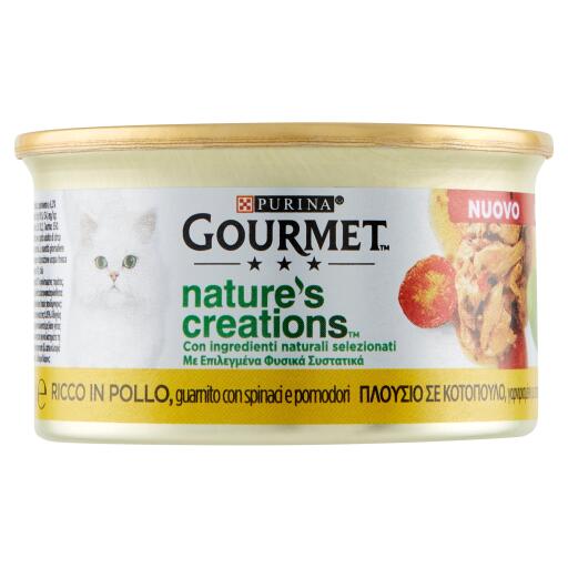 Gourmet Nature's pollo, spinaci e pomodori 85g    Purina