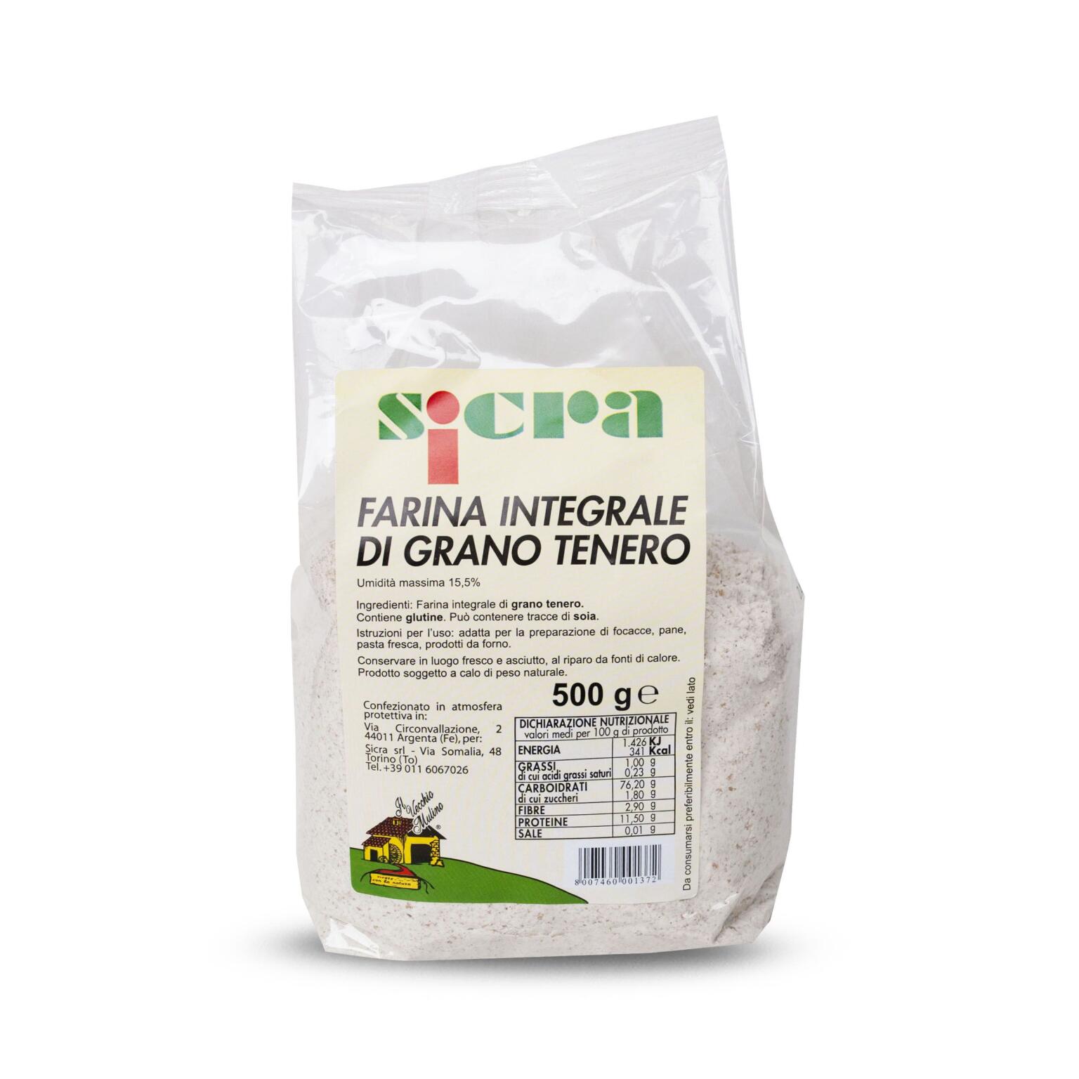 Farina integrale di grano tenero 500g Sicra