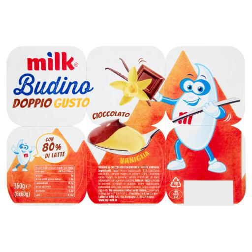Budino Bi-gusto Cioccolato e Vaniglia Milk 6x60g