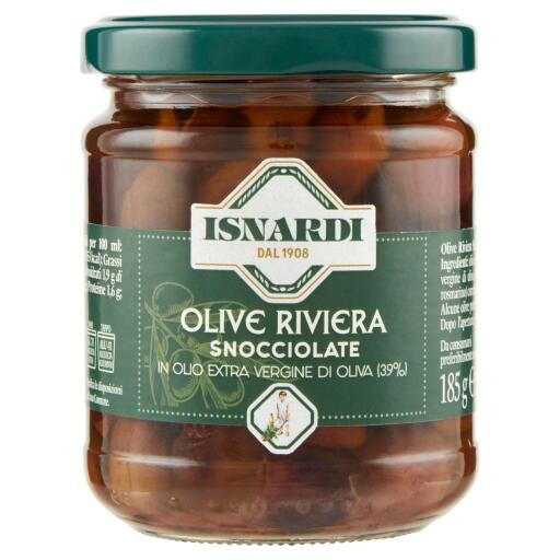 Olive Riviera snocciolate in  olio extra vergine di oliva 185g Isnardi