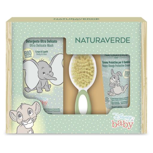 Set Gift Detergenza Baby 3pz(detergente 200ml+crema prot.100ml+spazzola capelli) Naturaverde