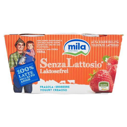 Yogurt gusto Fragola Intero senza lattosio 2x125g Mila