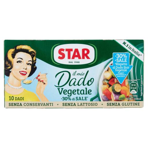 Dado Vegetale -30% di sale 10 cubi 100g Star