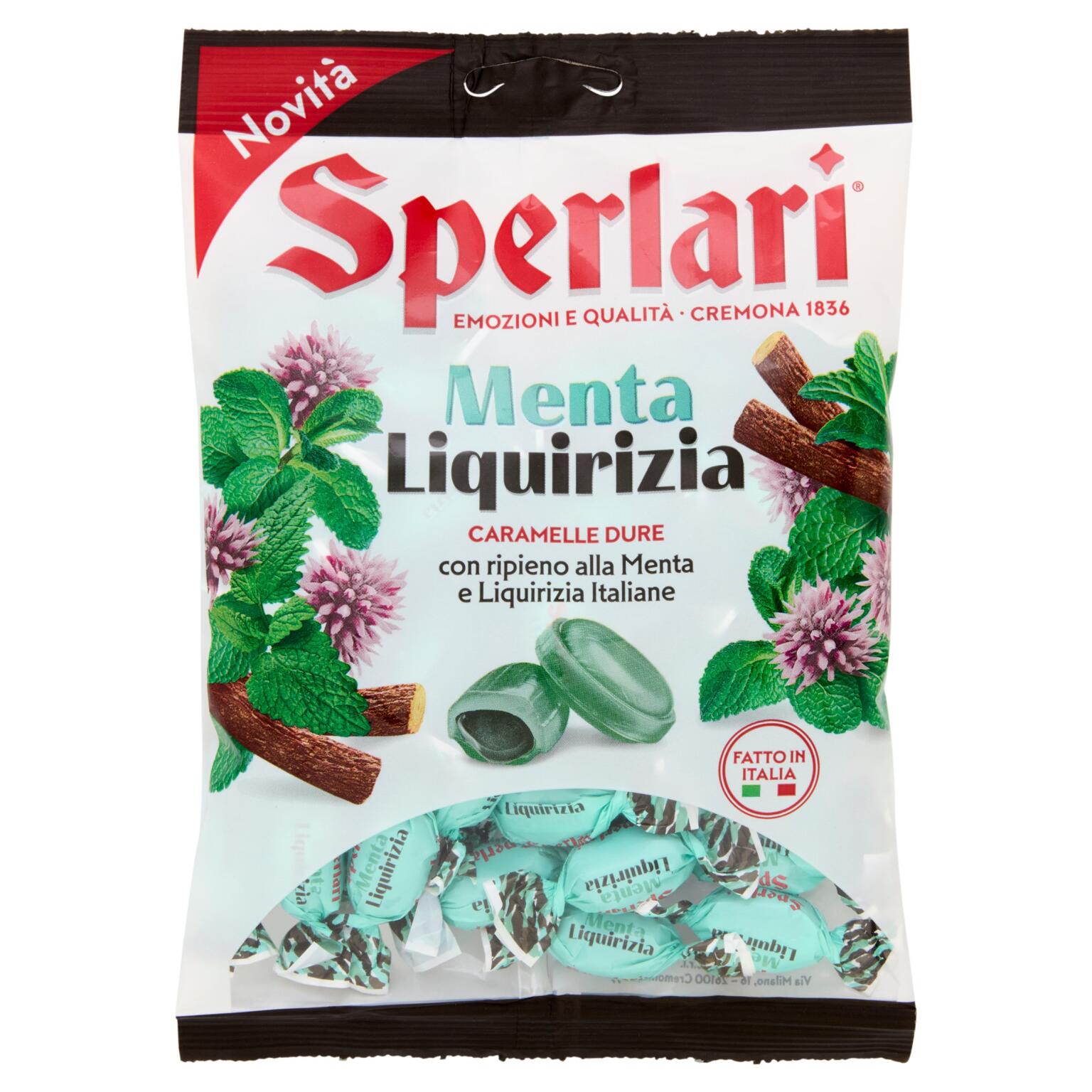Caramelle dure con ripieno alla Menta e Liquirizia Italiane da 150g Sperlari