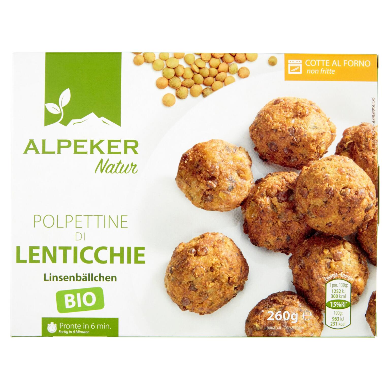 Polpettine di lenticchie Bio 260g Alpeker