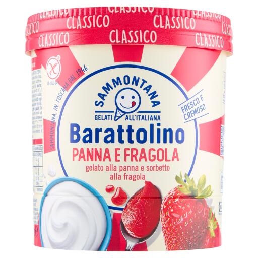 Barattolino classico Panna e Sorbetto alla Fragola 500g Sammontana