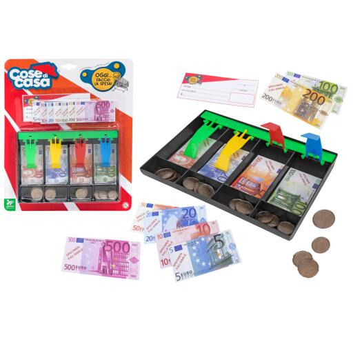 Cassa con monete,banconote,euro cash