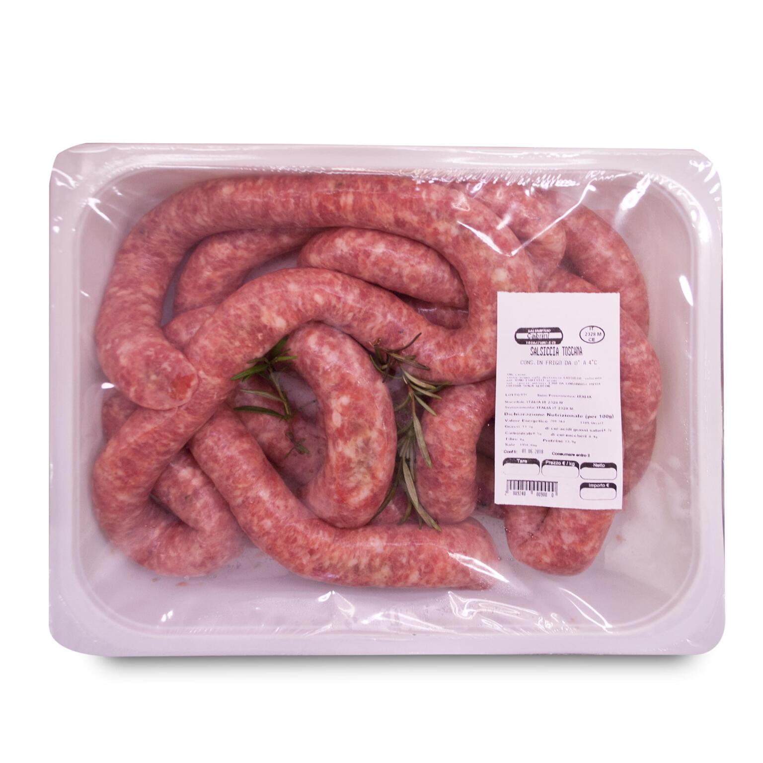Salsiccia toscana di suino confezionata