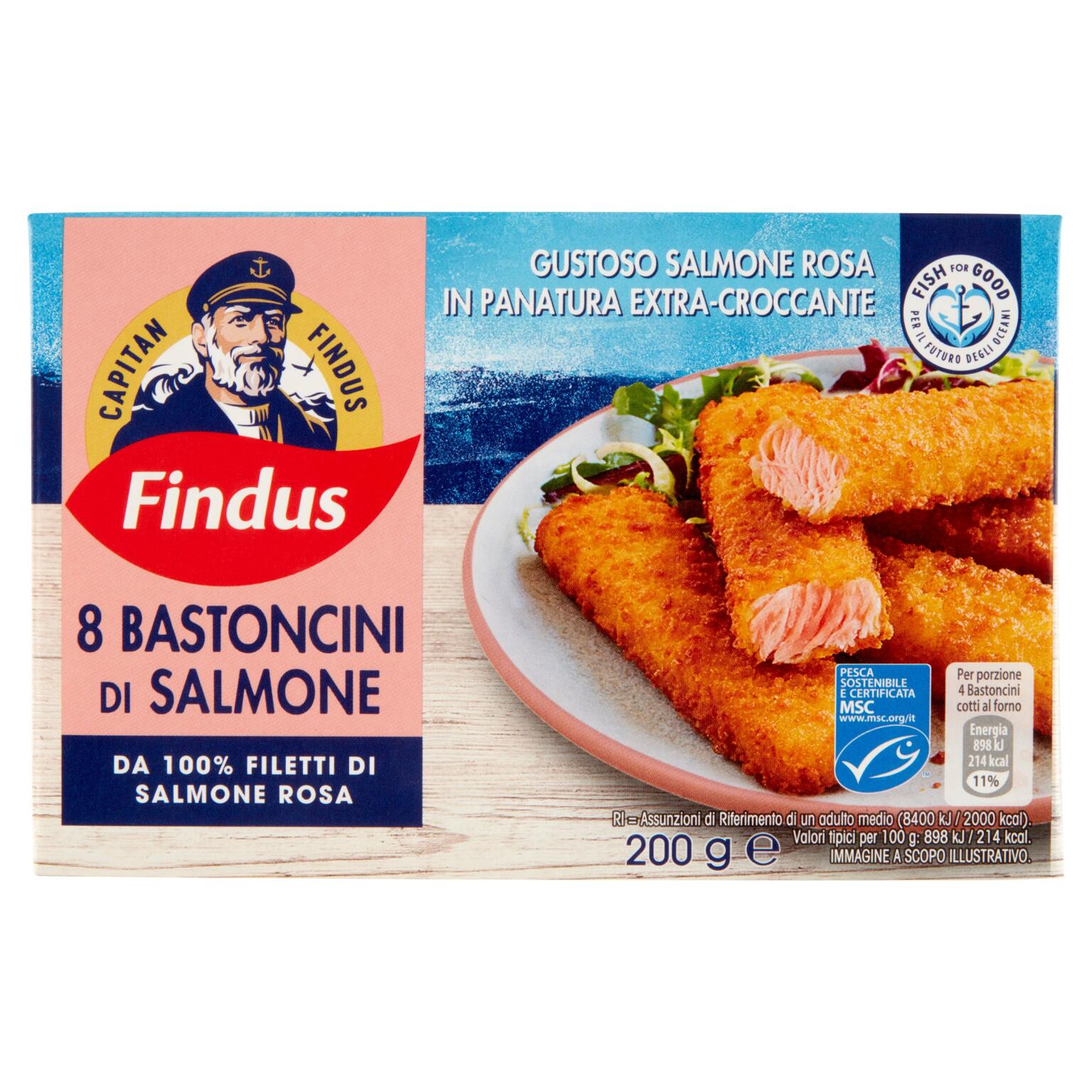 Bastoncini di salmone con panatura croccante      8 pezzi Findus 200g