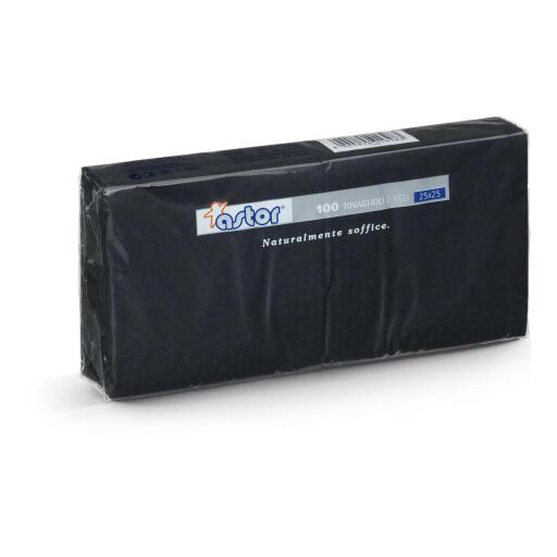 100 Tovaglioli 2veli 25x25cm Nero