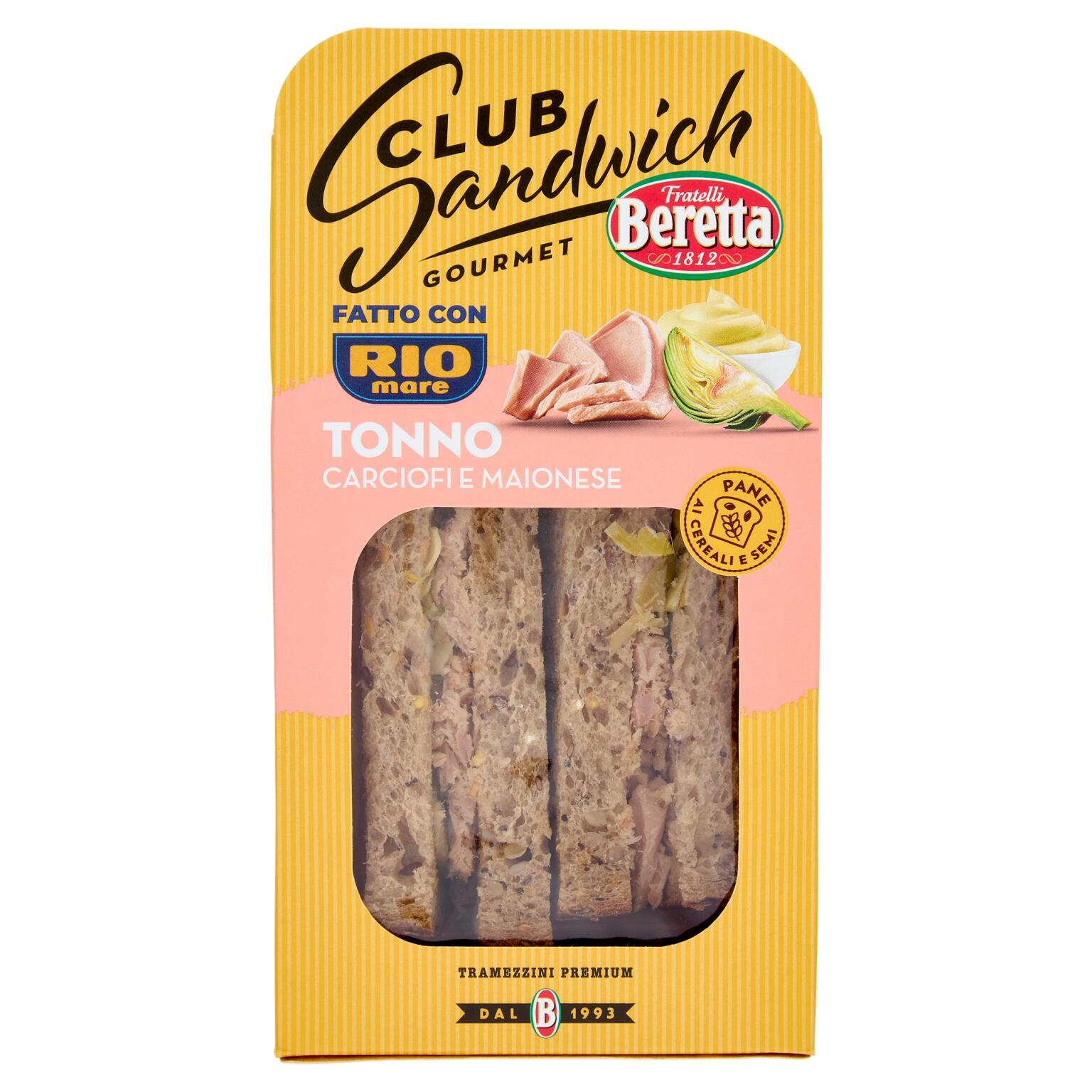 Club sandwich con tonno Riomare, carciofi e maionese 150g Beretta
