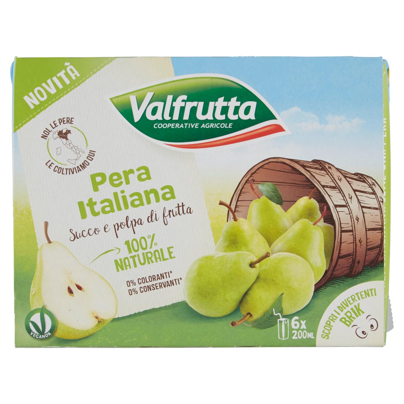 Succo e polpa brick gusto pera 6x200ml Valfrutta
