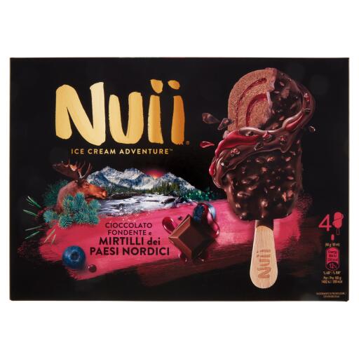 Nuii con cioccolato fondente e mirtilli confezione da 4 pezzi 264g