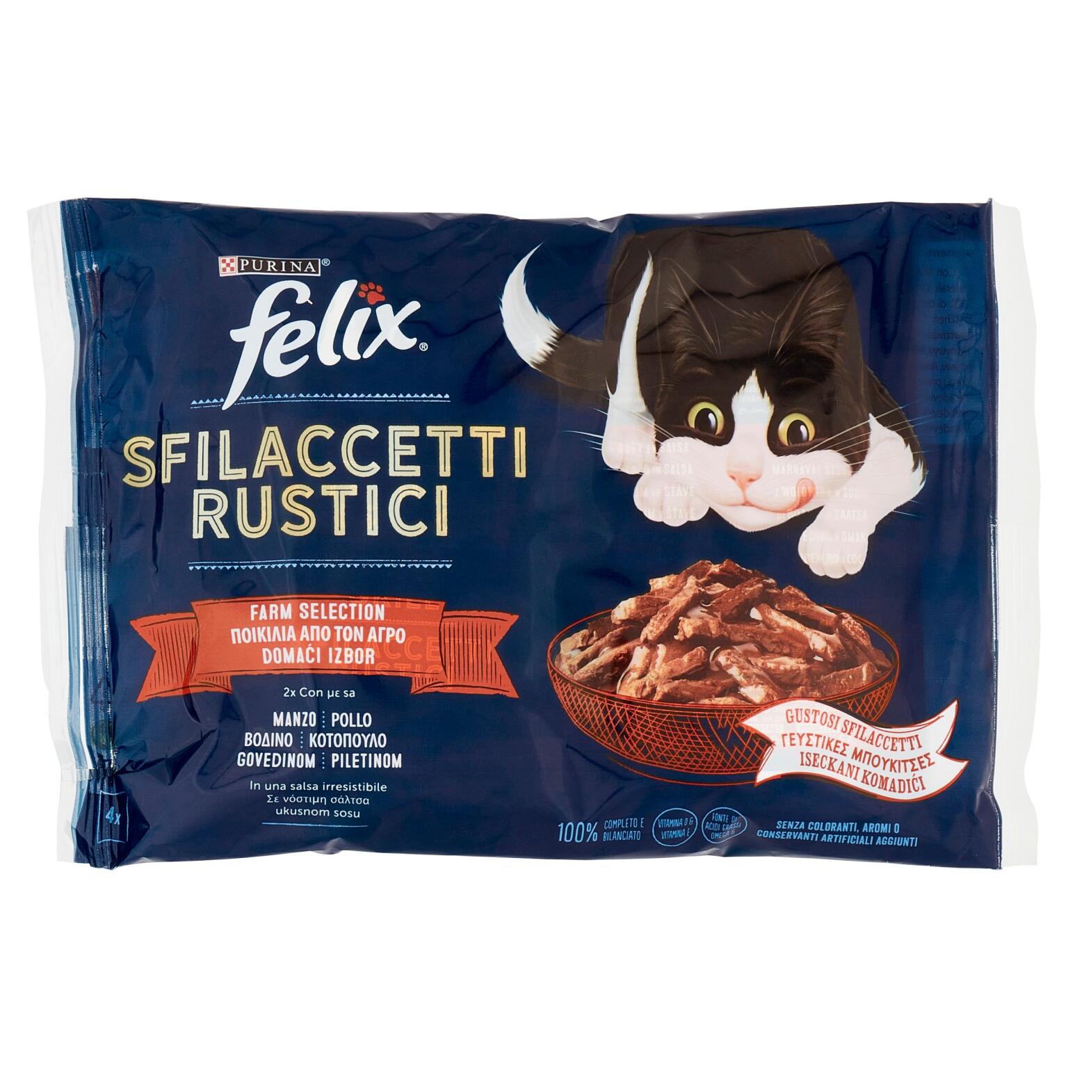 Sfilaccetti di manzo e pollo 4x80g Felix