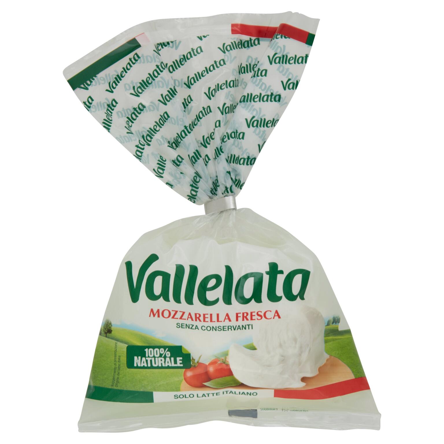 Mozzarella fresca ciuffo 180g 100% naturale Vallelata