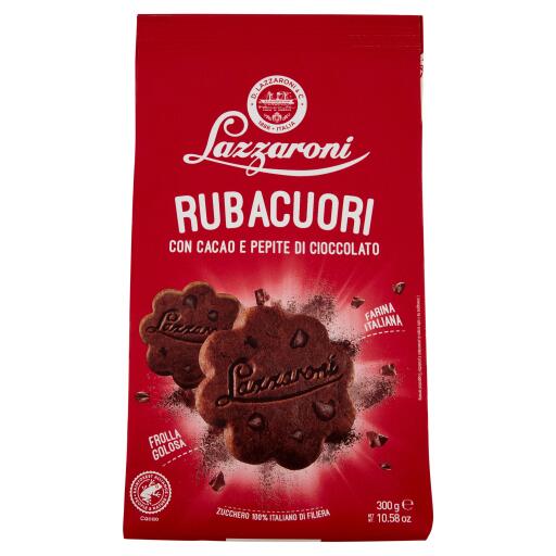 Biscotti Rubacuri al cacao con gocce di           cioccolato 300g Lazzaroni