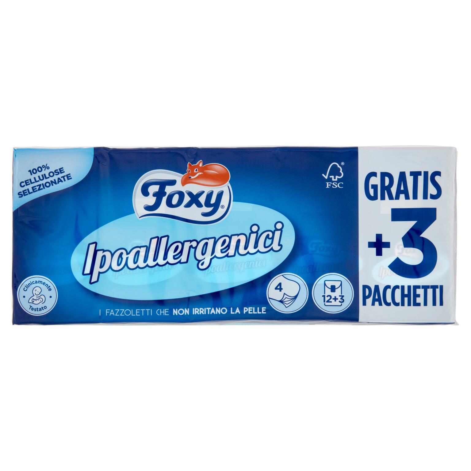 Foxy fazzoletti ipoallergenici 12+3
