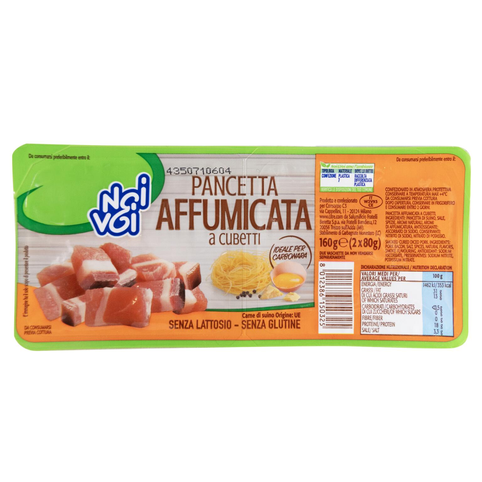 Pancetta affumicata a cubetti 80gx2 Noi&Voi