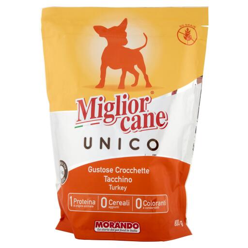 Crocchette di tacchino unico per cani di piccolissima taglia 800g Morando
