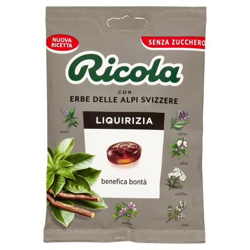Caramelle alla liquirizia senza zucchero in busta 70g Ricola