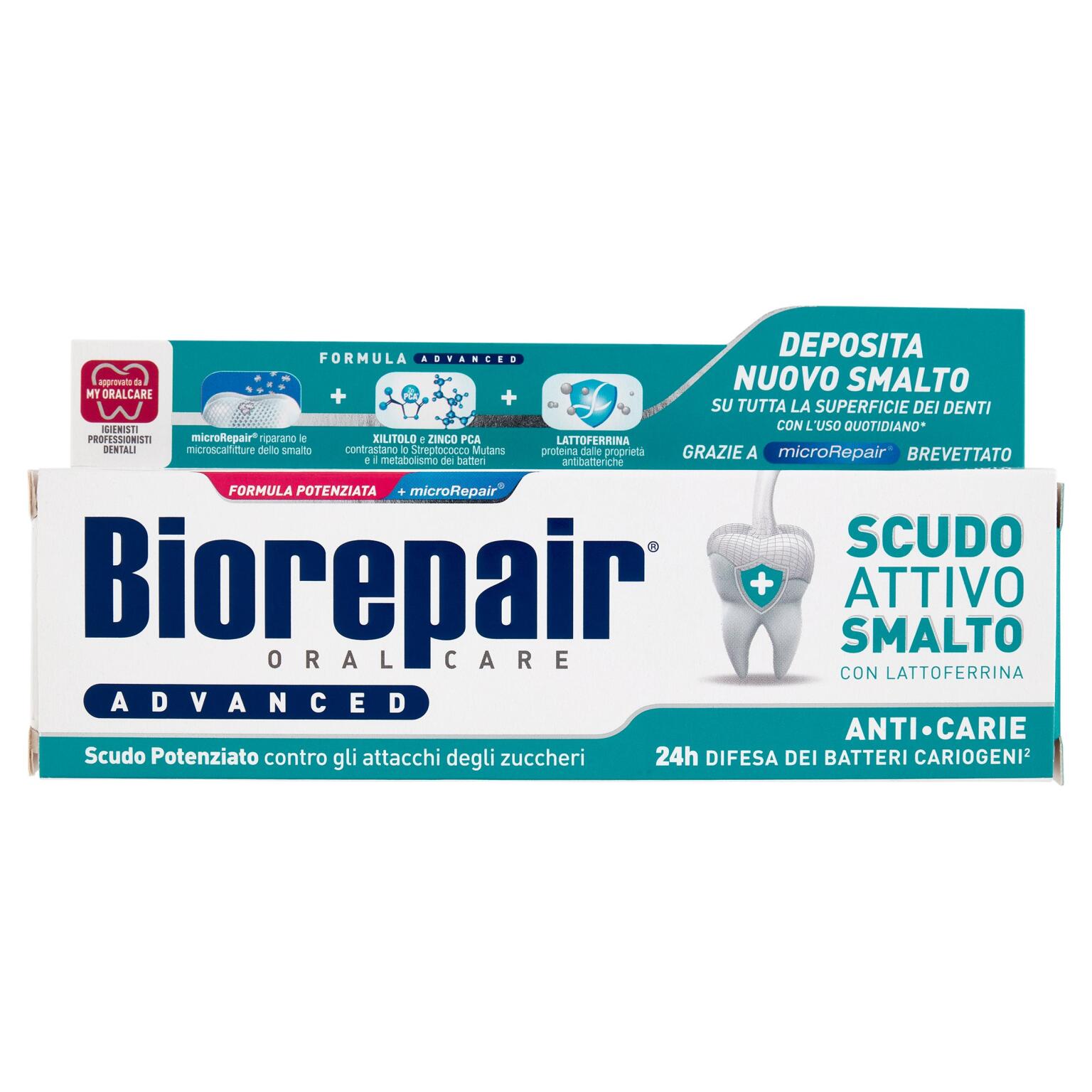 Dentifricio scudo attivo smalto von lattoferrina 75ml Biorepair Advanced