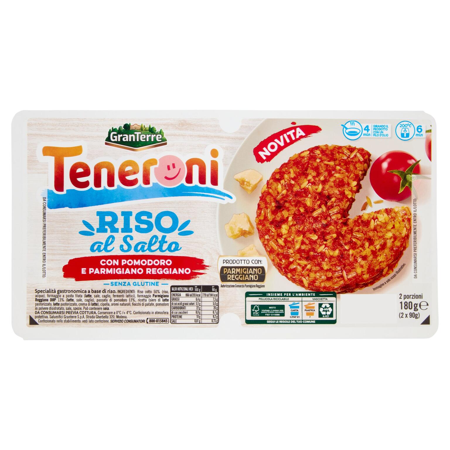 Teneroni Riso al salto Pomodoro e Parmigiano Reggiano 180g Granterre