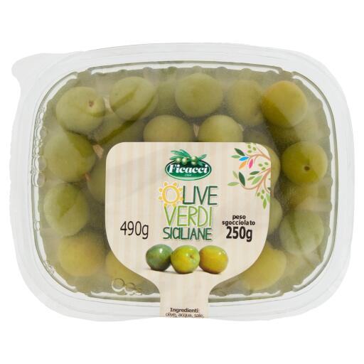 Olive verdi dolci siciliane 250g in vaschetta