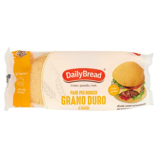 Pane per Burger al grano duro 4 panini 360g Daily Bread