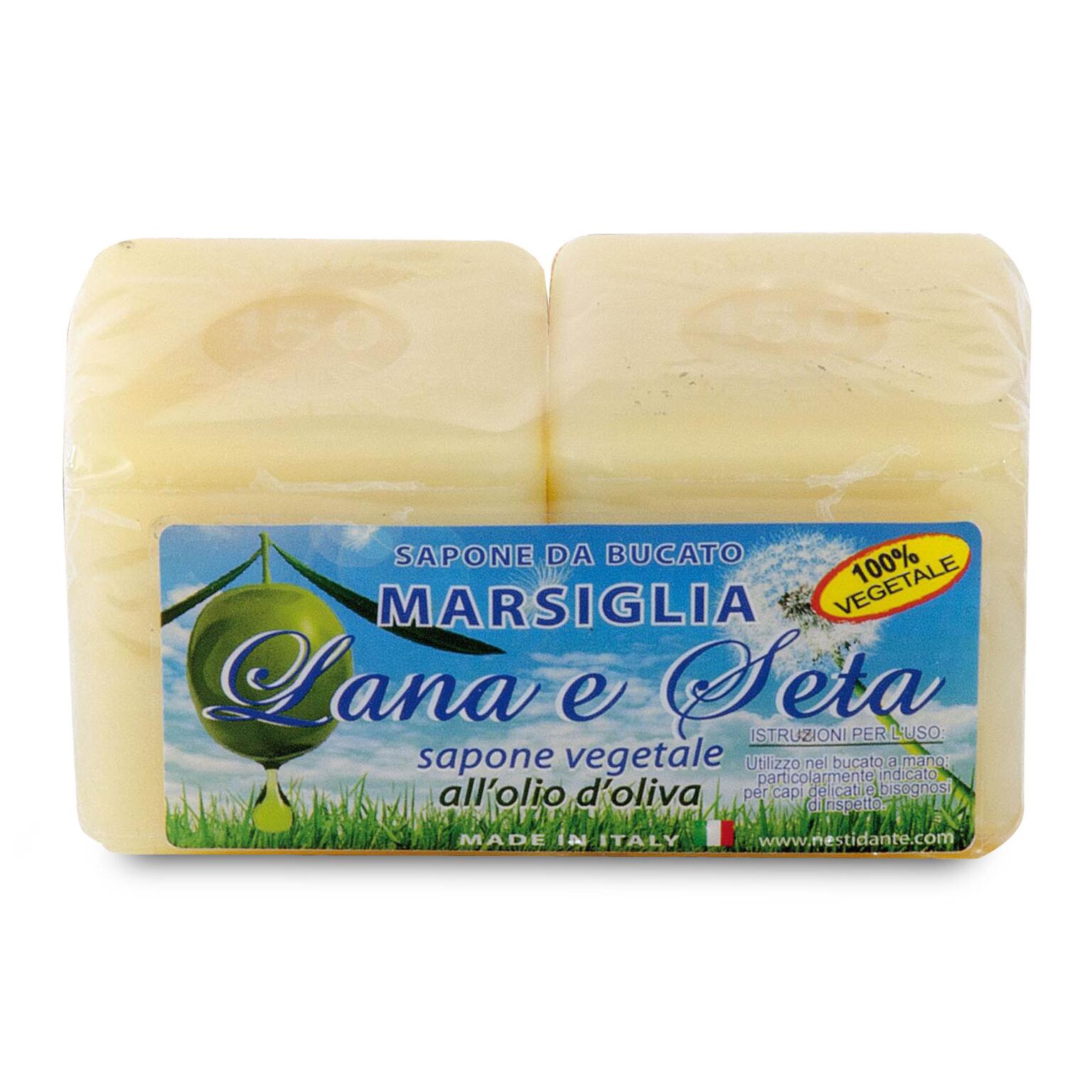 Sapone da bucato Marsiglia all'olio di oliva Lana e Seta 2x150g Nesti Dante
