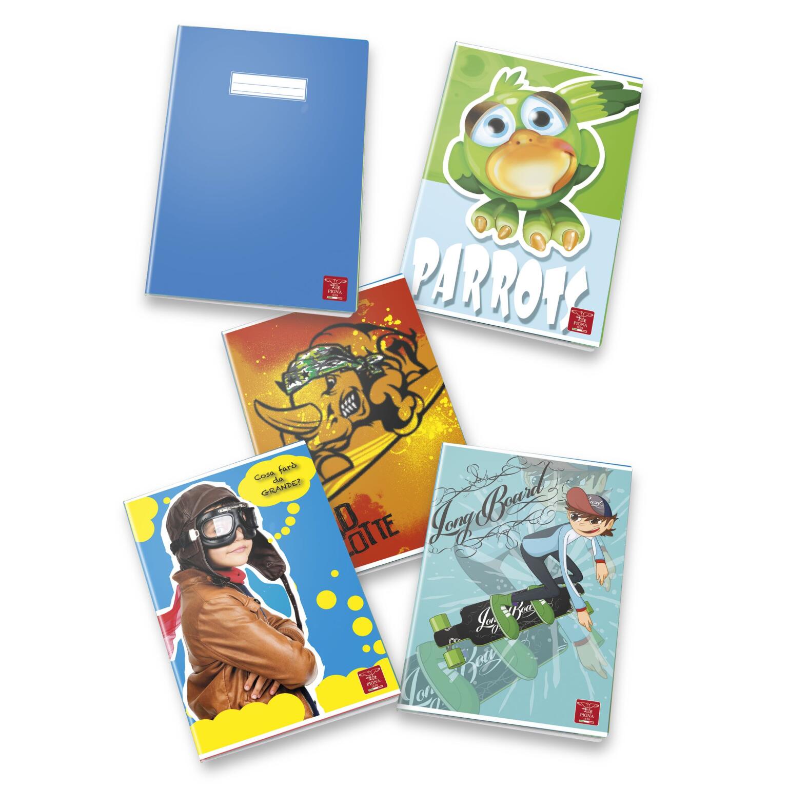 Quaderno maxi bambini 40fogli 80g 5 pezzi Pigna colori assortiti righe B con margine