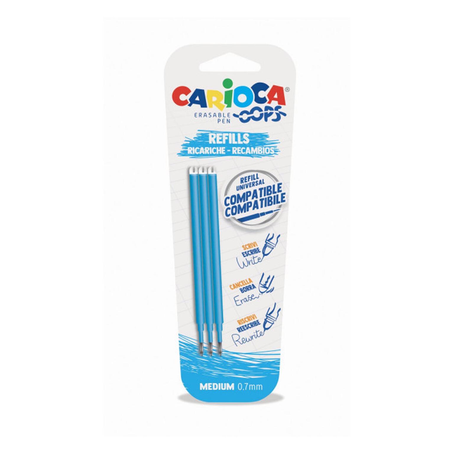 Ricarica penna oops azzurra 3 pezzi Carioca