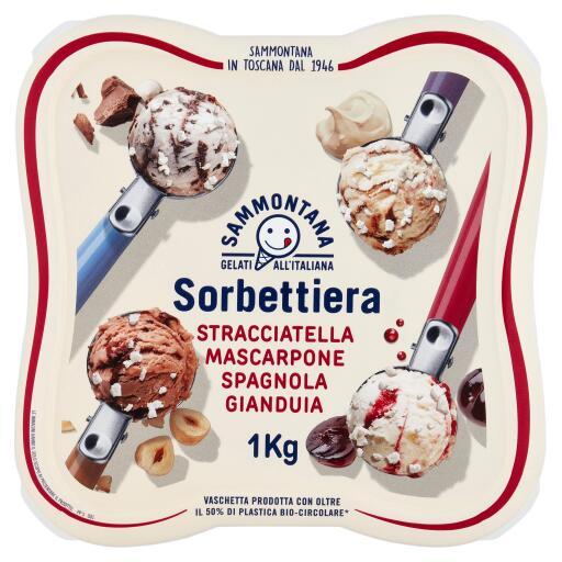 Sorbettiera stracciatella, mascarpone, spagnola e gianduia 1kg Sammontana