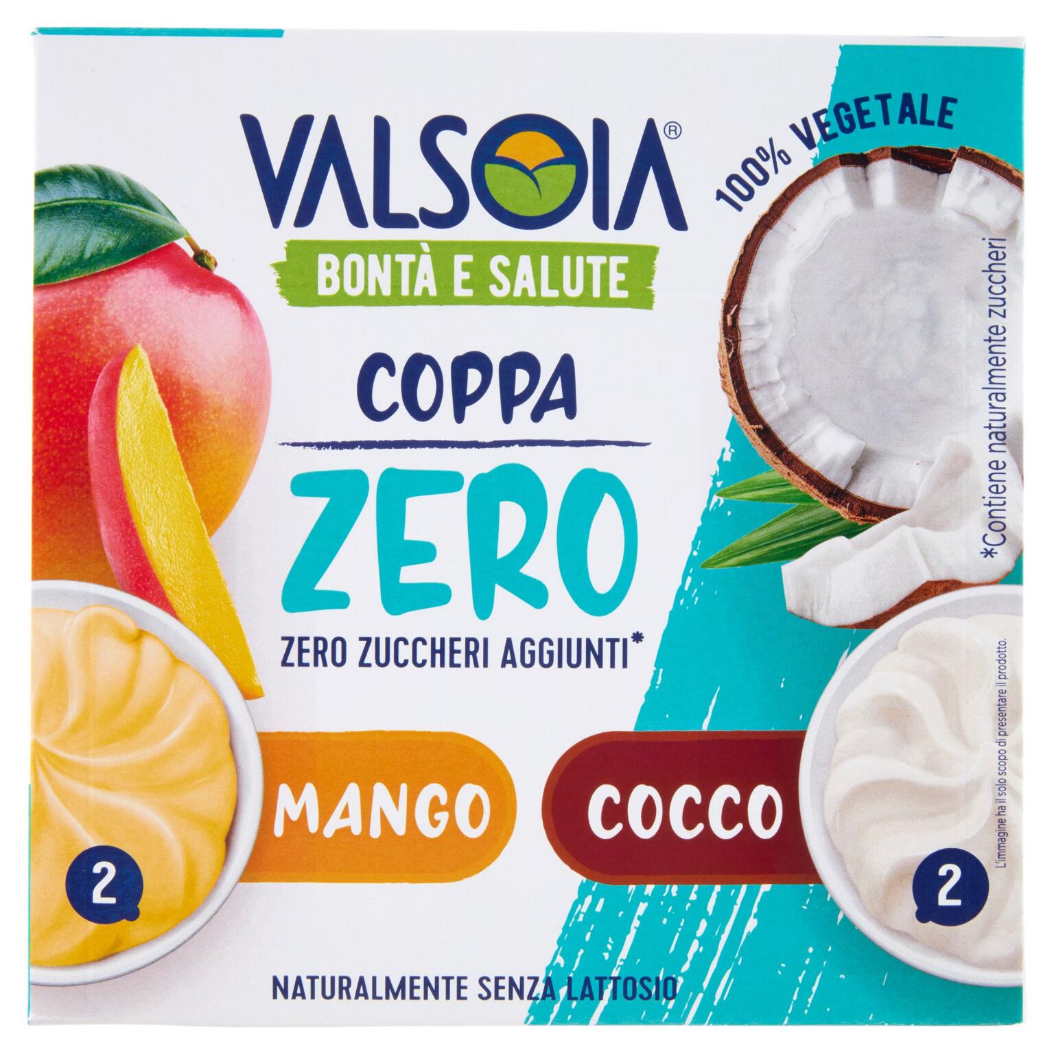 4 Coppe al mango e cocco zero zucchero da 280g Valsoia