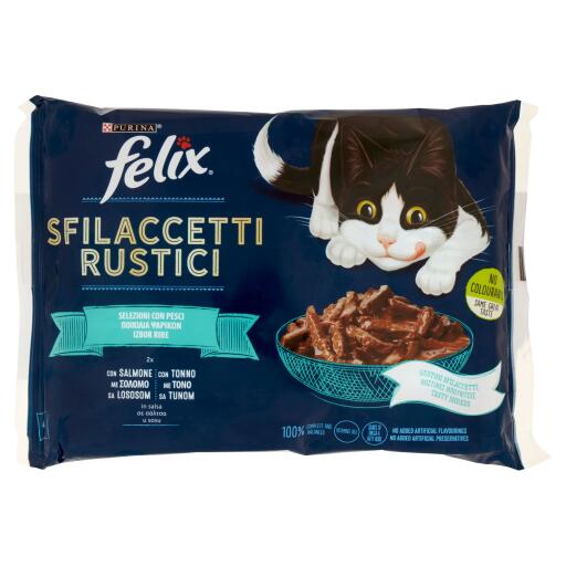 Sfilaccetti tonno e salmone 4x80g Felix