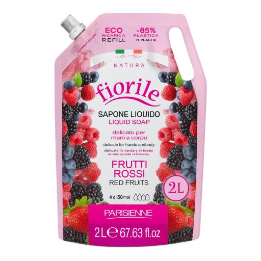 Sapone liquido ecoricarica 2l fiorile frutti rossi