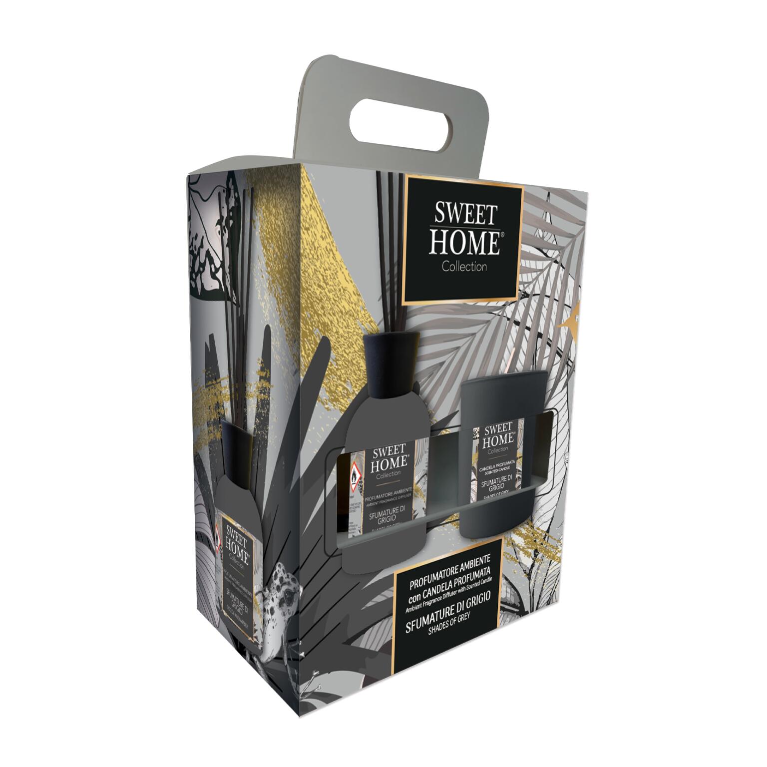 Profumatore per ambiente con candela Sfumature di grigio Sweet Home