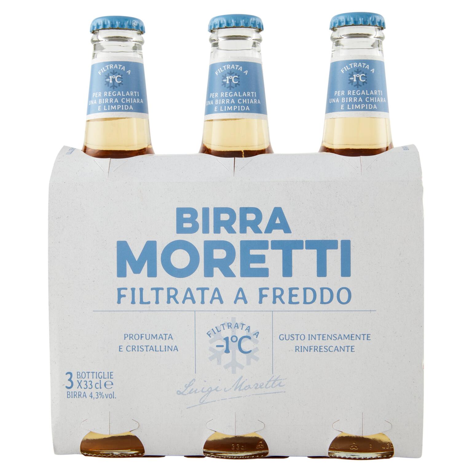Birra Moretti Filtrata a Freddo cl33x3 bottiglia