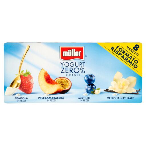 Yogurt magro 0 grassi frutta assortita 8x125g Muller